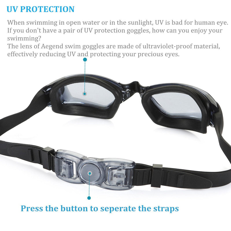 Aegend Swim Goggles, Swimming Goggles No Leaking Full Protection Adult Men Women Youth Black - NewNest Australia