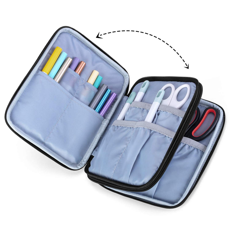 Luxja Carrying Bag Compatible with Cricut Pen Set and Basic Tool Set, Double-Layer Organizer Compatible with Cricut Accessories (Bag Only), Black - NewNest Australia