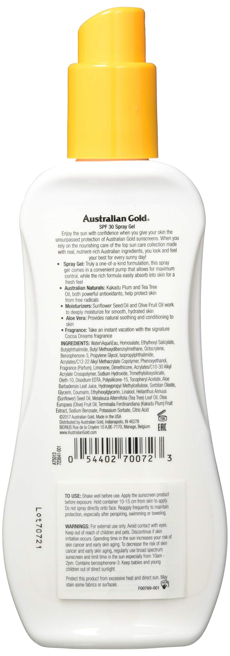 Australian Gold SPF 30 Plus High Protection Water Resistant Spray Gel 237ml - NewNest Australia