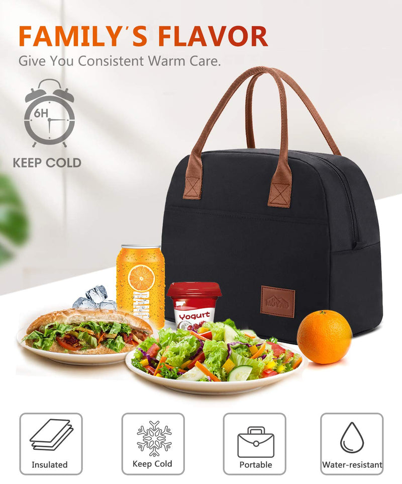 NewNest Australia - Lunch Bags for Women Insulated Lunch Box Large Womens Lunch Tote Purse Food Cooler Kits Adults Meal Prep for Work Office Picnic 12L Black By Moyad 