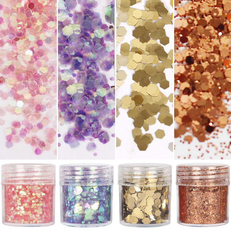 8 Boxes Unicorn Chunky Glitter, Holographic Cosmetic Festival Chunky Glitter, Ultra-thin Nail Glitter Sequins Iridescent Flakes Sparkles Face Body Hair Nail - NewNest Australia