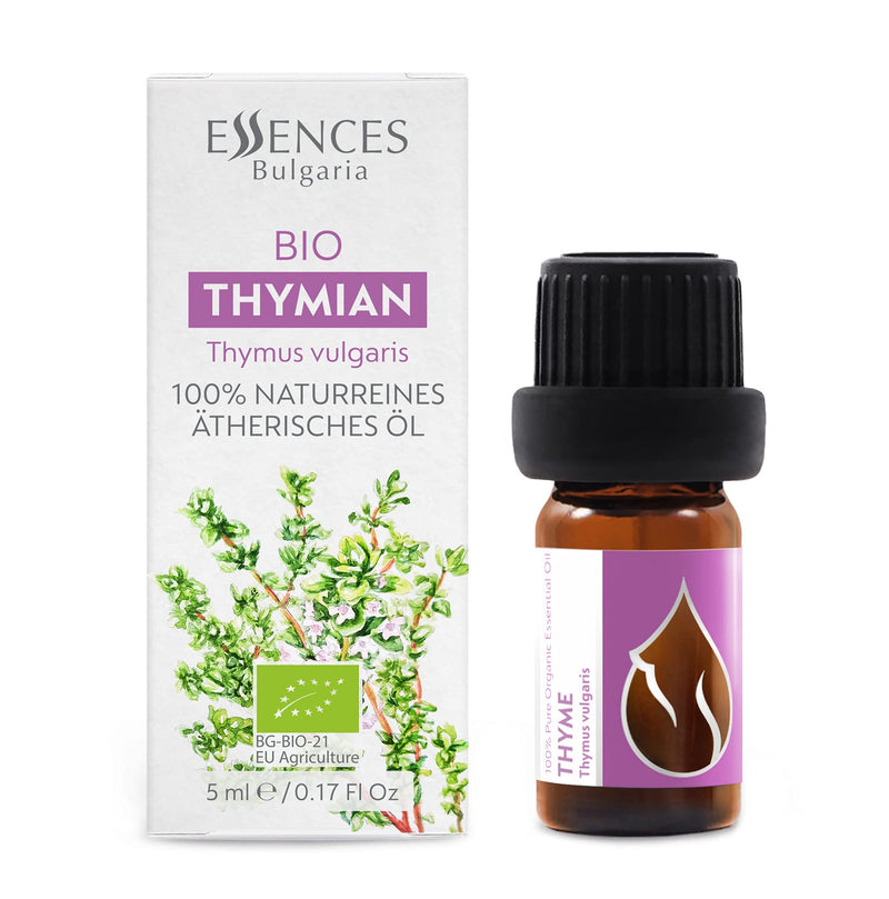 Essences Bulgaria Organic Thyme Essential Oil 5 Ml | Thymus Vulgaris | 100% Natural | Undiluted | Organic Certified | Top Quality From Family Business | No Gmo | Vegan - NewNest Australia