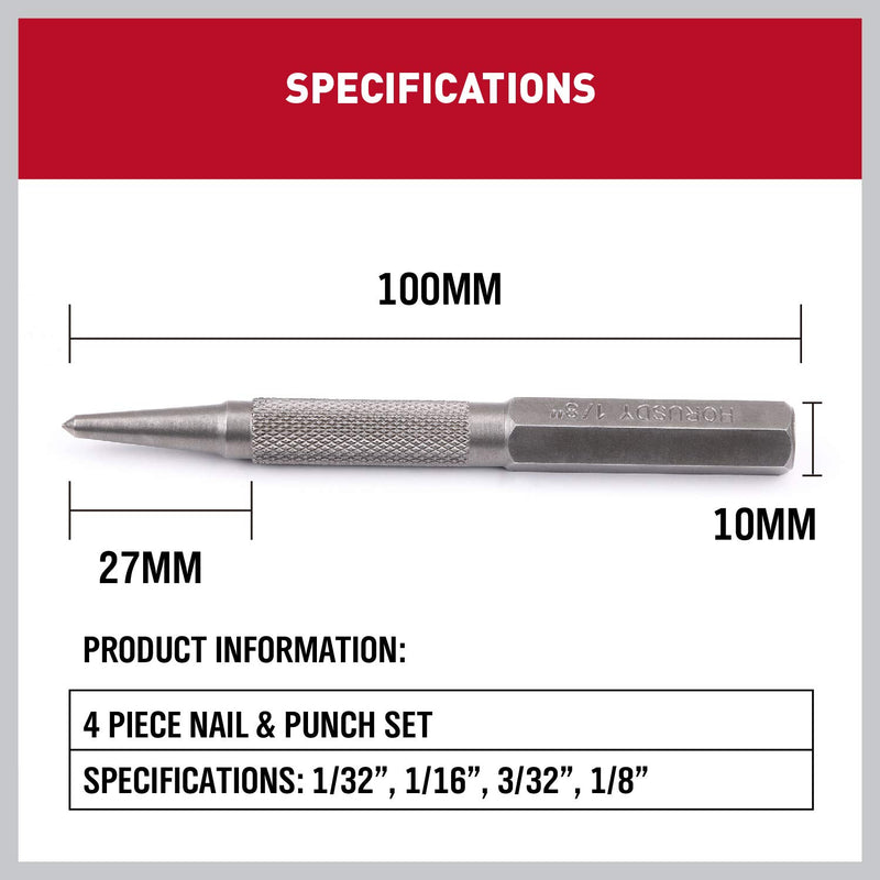 HORUSDY 4-Piece Nail Setter Punch and Center Punch Set - NewNest Australia