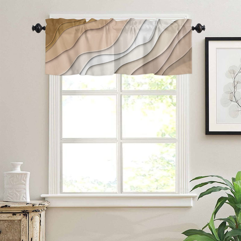 Geometric Curtain Valance for Windows Fabric Brown Modern Geometric Rod Pocket Valance Window Treatments 1 Panel Abstract Beach Short Curtains for Kitchen Windows Bathroom Bedroom 54 x 18 inch Ombre2048 - NewNest Australia