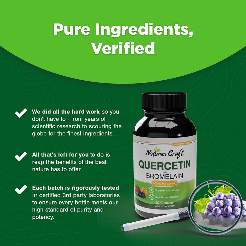 Immune Support Quercetin with Bromelain Supplement - Quercetin 500mg Antioxidant Supplement for Joint Support Lung Health Immunity Boost and Brain Focus - Pure Quercetin Bromelain Brain Supplement - NewNest Australia