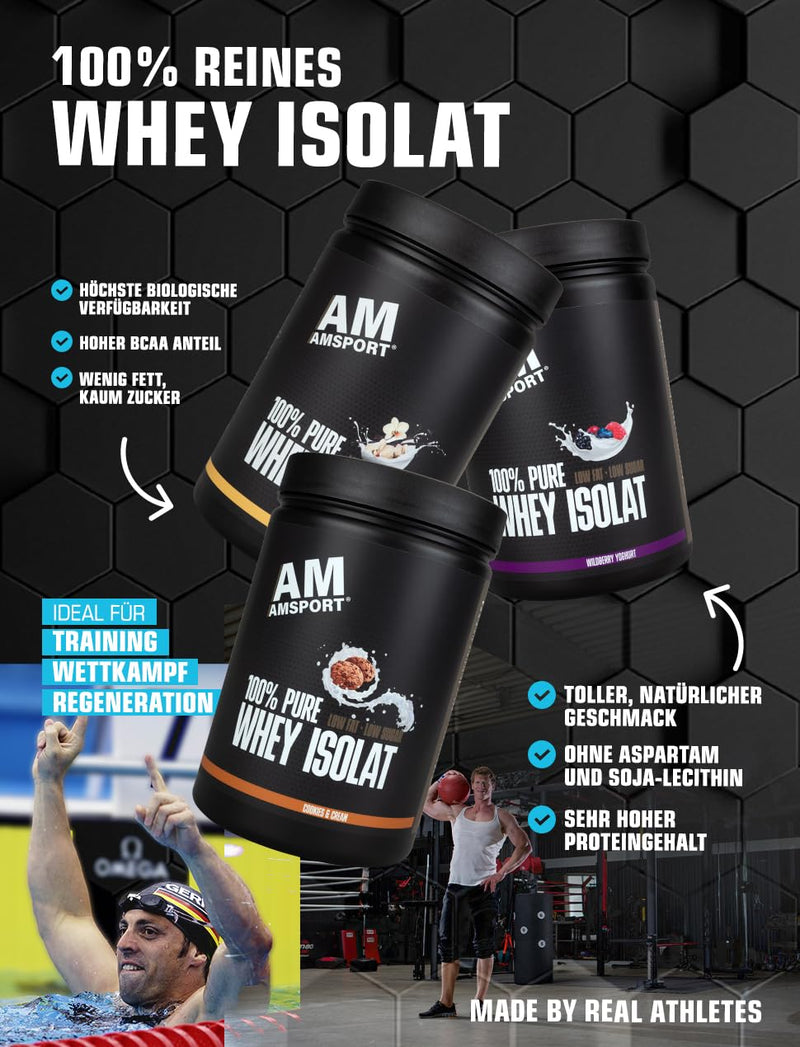 Amsport High Premium Whey Protein, Cookies & Cream, 700 G, High-Quality Protein Powder With Low Sugar And Low Fat, Protein Powder For Muscle Building And Muscle Preservation, Whey Isolate - NewNest Australia