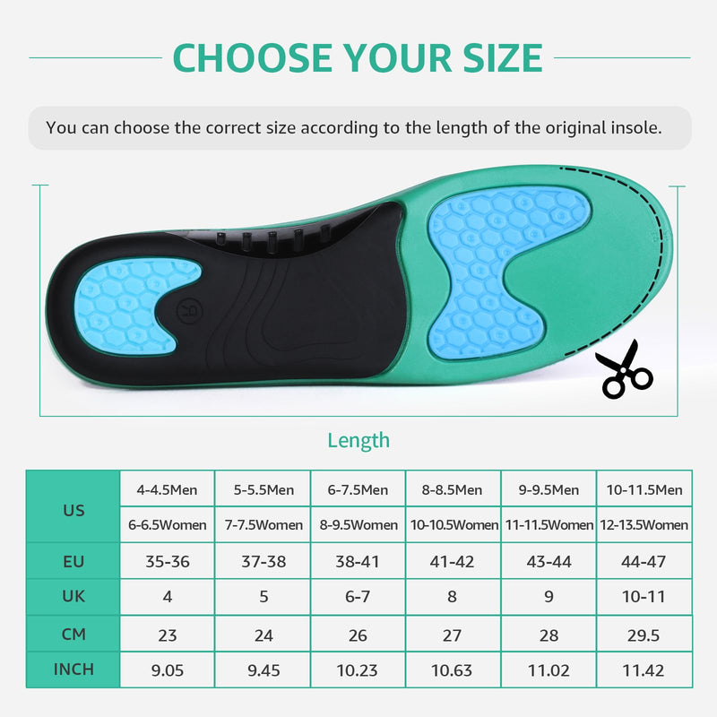 3ANGNI Orthopedic insoles heel spur insoles, arched splayfoot for plantar fasciitis, flat feet, men and women, can also be used for insoles, work shoes, shoe insoles, shoes EU (38-41) - 26 cm, black - NewNest Australia