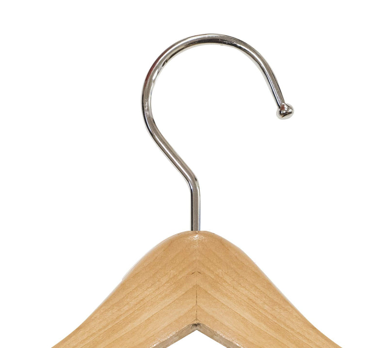 NewNest Australia - NAHANCO MINI612 Deluxe Flat Wooden Pet, Doll Clothes, Accessory, Jewelry Hanger with Chrome Hook Ball end, 6", Natural (Pack of 12) 