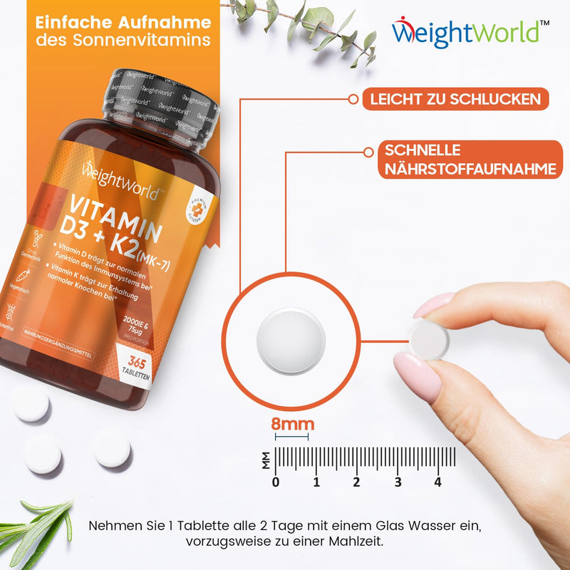 Vitamin D3 K2 2000 Iu - 400 Tablets With 75Mcg Vit K2 All-Trans Mk-7 - 1 Tablet Every 2 Days - Natural Ingredients And Vitamin D3 2000 Iu From A Vegan Source (Lichen). Weightwork Ld - NewNest Australia