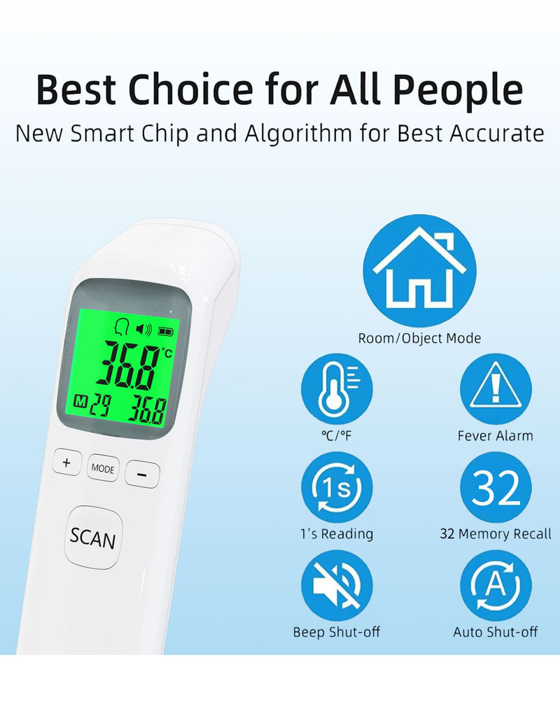 Spinegear Forehead Thermometer for Home use UK CE Approved Medical Non Contact 3 in 1 Ear Body Temperature Food & Room Contactless Digital Infrared Thermometer for baby Adult Large LCD Display - NewNest Australia