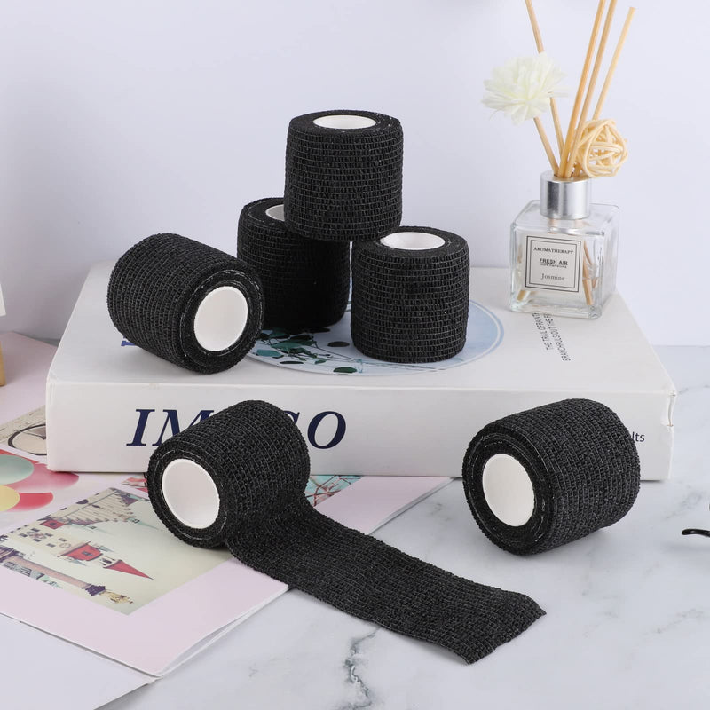 6 Rolls Self Adherent Cohesive Bandages, 5 cm x 4.5 m Non-Woven Cohesive Wrap Uses Include Wrist & Finger Tape Vet Tape Medical Tape Football Sock Tape Sports Tape, Black - NewNest Australia
