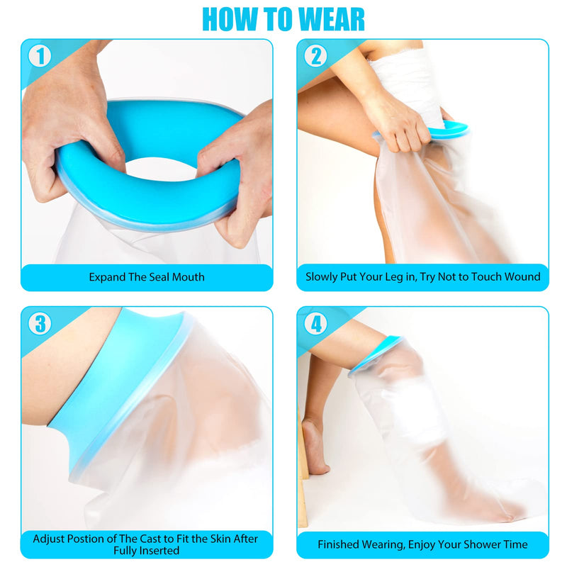 BESUMYN Waterproof Short Leg Cast Cover for Shower: Bandage Protector for bathing, Plaster Cast Cover Clear Cast and Dressing, Reusable Watertight Protection Dry for Broken Knee, Ankle, Foot - NewNest Australia