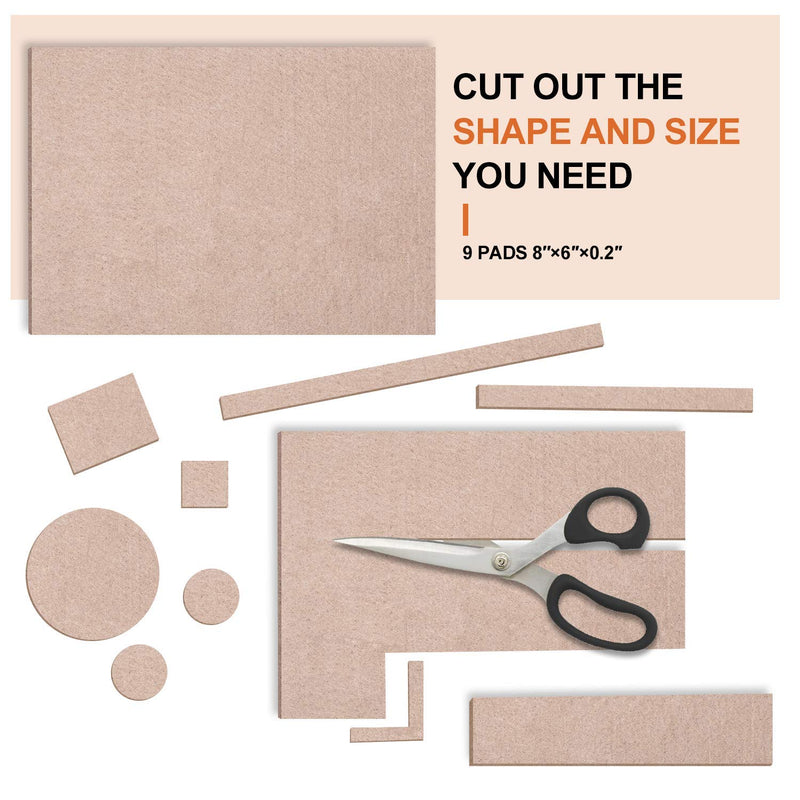 BAIPOK Furniture Pads 9 Pack 8 in x 6 in x 1/5 in Premium Felt Furniture Pads Self Adhesive, Cuttable Furniture Felt Pads Beige, Anti Scratch Floor Protectors for Furniture on Hardwood Floor - NewNest Australia