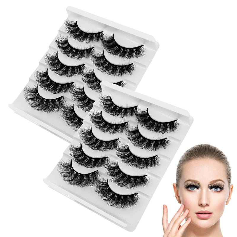 Sibba Multi-layered 5D Lashes False Eyelashes 10 Pairs Dramatic 20 mm Faux Mink Fake Lashes Pack Wispy Long Thick High Crossed Volume Fluffy Eyelash Extension Strip Eye Makeup - NewNest Australia