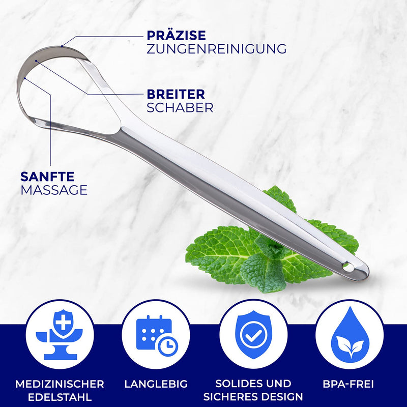 Tongue Scraper Stainless Steel | Tongue Cleaner Set | Tongue Cleaner | Stainless Steel Tongue Brush | Tongue Scraper | Tongue Cleaner | Stainless Steel | Oravi X - NewNest Australia