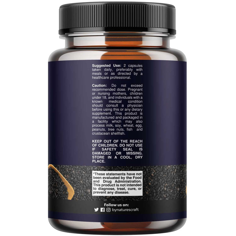 Vegan Black Seed Oil Capsules - Cold Pressed Nigella Sativa Black Cumin Seed Oil Capsules with Omega 3 6 9 Antioxidants and Thymoquinone for Hair Growth Immune Support Joint Health and Digestion 60 Count (Pack of 1) - NewNest Australia
