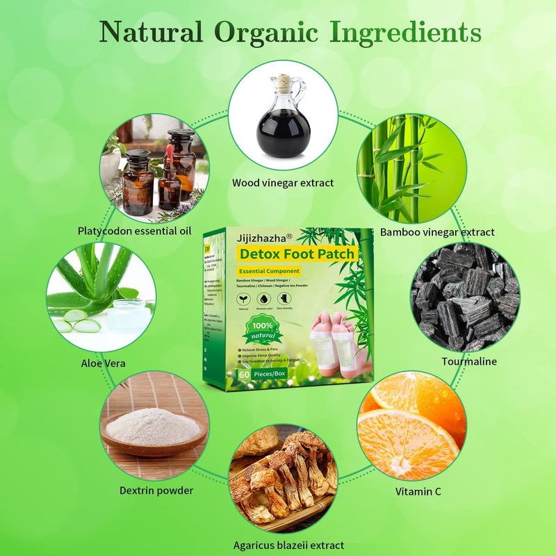 60 Pcs All Natural Ingredients Detox Foot Patches,Organic Bamboo Vinegar Detox Foot Pads Improves Sleep Quality, Increase Spirit and Energy,Safe and Easy to Use(Free Socks) 60 Pcs - NewNest Australia