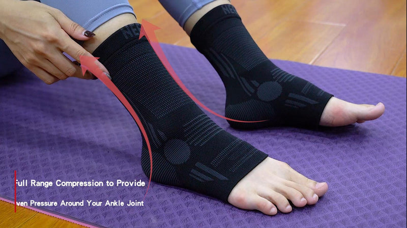 NEENCA Professional Ankle Brace Compression Sleeve (Pair), Ankle Support Stabilizer Wrap. Heel Brace for Achilles Tendonitis, Plantar Fasciitis, Joint Pain,Swelling,Heel Spurs, Injury Recovery, Sports L Blue - NewNest Australia