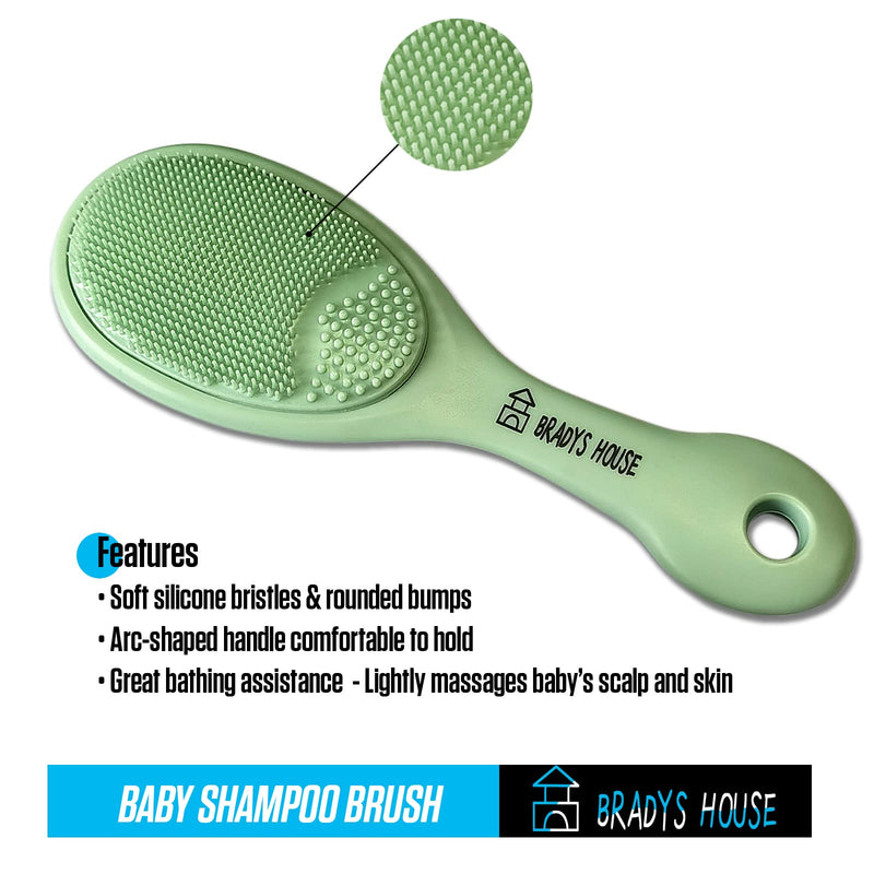 BRADYS HOUSE - 3 Piece Baby Hair Brush & Comb Set for Newborns- Soft Goat Bristle Hair-Brush, Silicone Bath Brush and Plastic Comb for Infant, Toddler, Kids - Baby - NewNest Australia