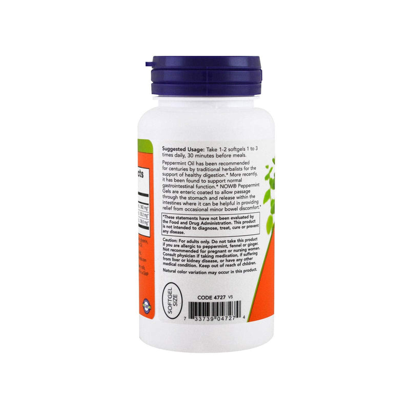 NOW Supplements, Peppermint Gels with Ginger & Fennel Oils, Enteric Coated, Digestive Support*, 90 Softgels - NewNest Australia