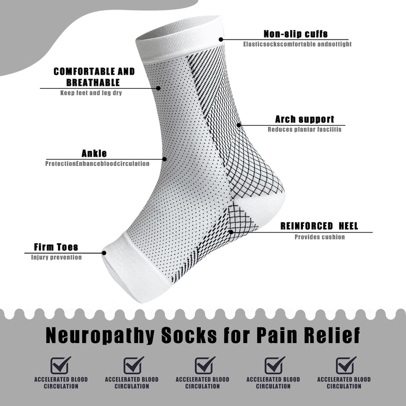 Kseyic Neuropathy Socks, Nano Neuropathy Socks, Compression Socks, Ankle Brace Socks, Foot Bandage For Plantar Fasciitis, Arthritis, Heel Spurs, Women, Men (Black, L-Xl) - NewNest Australia