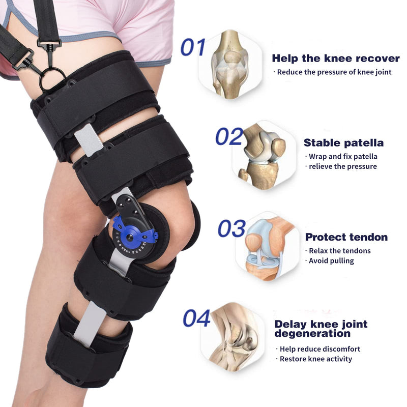 Tairibousy, Knee Brace Adjustable Knee Brace Stabilization Rom Post-Op Knee Immobiliser Adjustable Knee Immobiliser With Side Leg Stabilizers For Meniscus Tears (Additional Shoulder Strap) - NewNest Australia