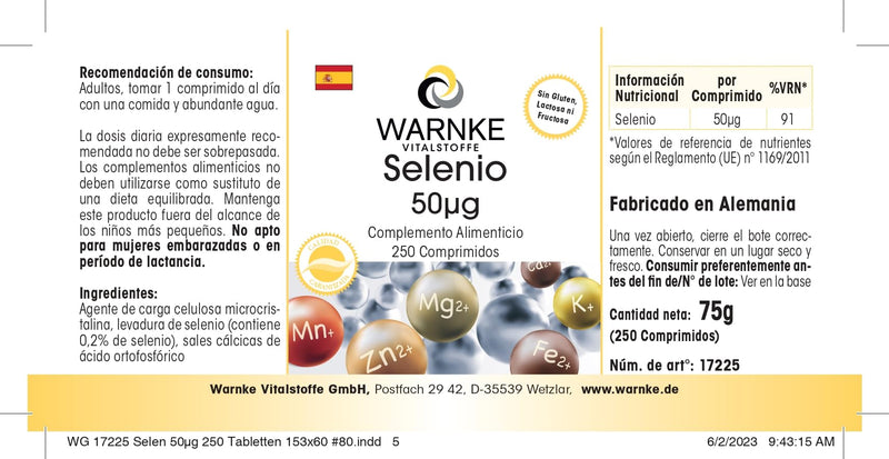 Selenium 50µg - from selenium yeast - vegan - 250 tablets - bulk pack | Warnke vital substances - NewNest Australia