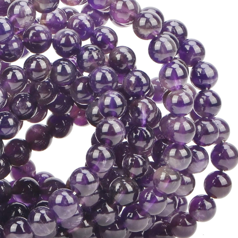 100Pcs Natural Crystal Beads Stone Gemstone Round Loose Energy Healing Beads with Free Crystal Stretch Cord for Jewelry Making (Amethyst, 6MM) Amethyst - NewNest Australia