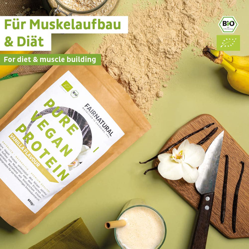 Fairprotein Vegan Organic Protein Powder Without Soy [From Germany] - 3K Organic Rice Protein, Hemp Protein & Pea Protein For Cooking, Baking & As Organic Protein Shake, Vegan Organic Protein Powder 650 G - NewNest Australia
