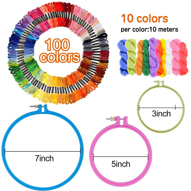 Jupean Embroidery Punch Needle, 156 Pcs Punch Needle Tool with Needle Punch, 110 Pcs Embroidery Thread, Embroidery Hoops, Embroidery Needles, Punch Needle Kit for Beginners - NewNest Australia