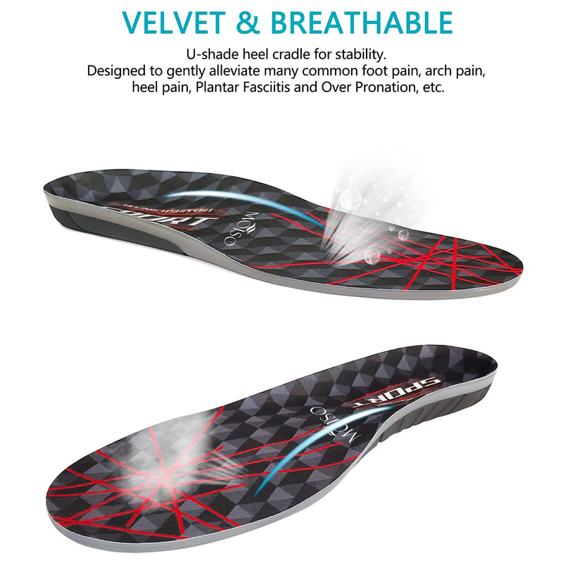 MOISO GEL Sports Work Comfort Insoles with Arch Support, Trimmable Inserts for Running Shoes Work Boots Trainers, Relieve Foot Pain for Men & Women 9-10 UK Women / 8-8.5 UK Men Black - NewNest Australia