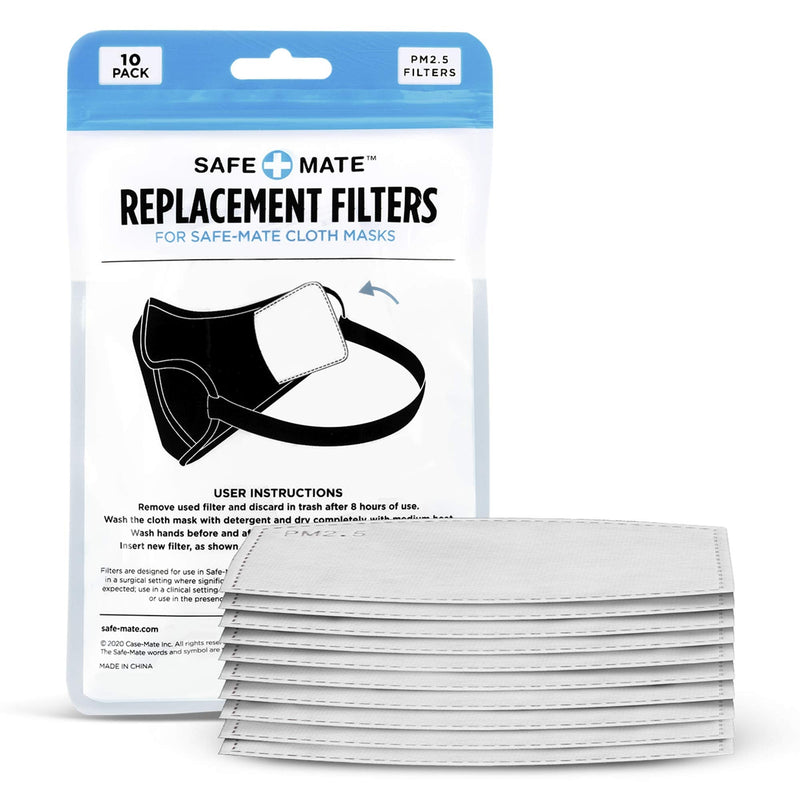 Safe+Mate (10 Pack) PM 2.5 Carbon Filter Replacement Inserts for Adult Cloth Masks (S/M) (L/XL) - 5 Layer Filters - NewNest Australia