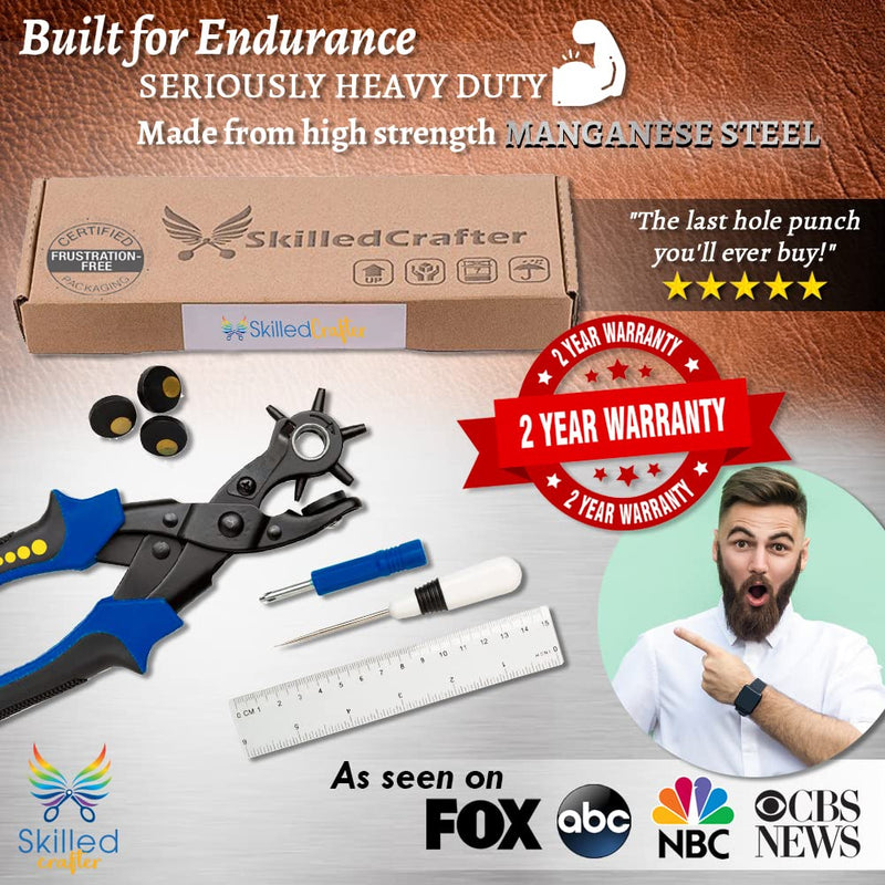 Leather Hole Punch & Belt Hole Puncher Easily Punches Perfect Round Holes. Bonus Ruler & Awl Tool. Leather Punch Tool for Watch or Bag Strap, Fabric, Eyelet - Precision Crafting & Professional Results 1 Pack - NewNest Australia