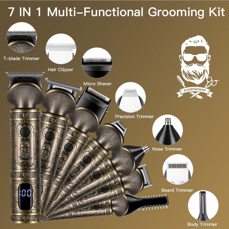 Surker Hair Trimmer Set Professional Hair Trimmer Men'S Precision Trimmer Beard Trimmer Beard Trimmer Razor Men'S T-Shaped Trimmer Nose Hair Trimmer Body Hair Trimmer 7 In 1 - NewNest Australia