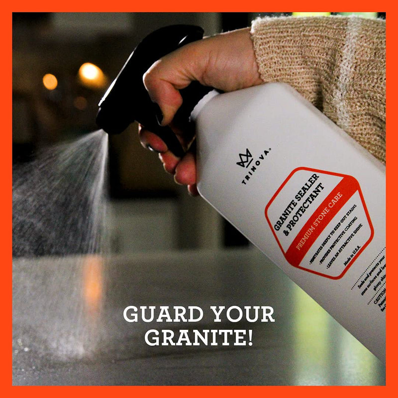 Granite Sealer & Protector – Best Stone Polish, Protectant & Care Product – Easy Maintenance for Clean Countertop Surface, Marble, Tile – No Streaks, Stains, Haze, or Spots - 18 OZ - TriNova 18.26 Fl Oz (Pack of 1) - NewNest Australia