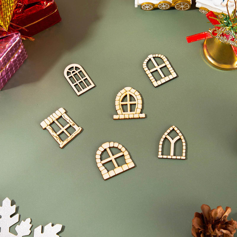 48 Pcs Fairy Door Wooden Garden Doors Craft Mini Window Fairy House DIY Kit Unfinished Miniature Door Unpainted Fairy Window Accessories for Wall Home Party Decoration (Antique Style) Antique Style - NewNest Australia