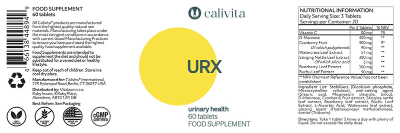 URX - Cystitis Treatment for Women - D Mannose Tablets for Urinary Infections - UTI Treatment for Woman - D-Mannose, Cranberry, Stinging Nettle Leaf & Herbs - 60 Tablets - NewNest Australia