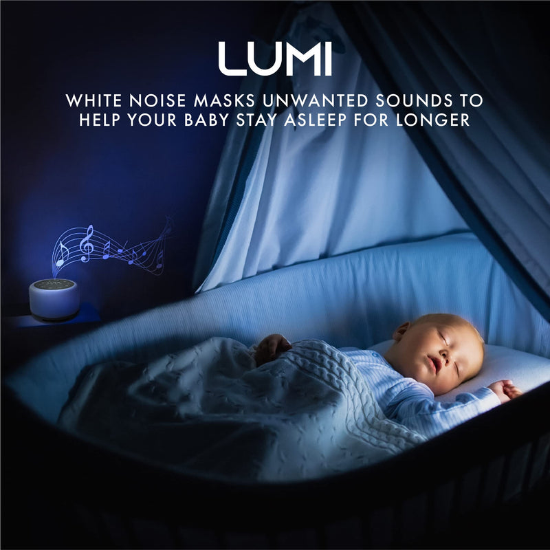 LUMI | White Noise Machine for Babies, Kids & Adults | 24 Sounds & 7 Colour Night Light | 30, 60, 90 Minute Timer | Rechargeable | White Noise Machine Baby | Sleep Sound Machine | Baby Sleep Aid - NewNest Australia