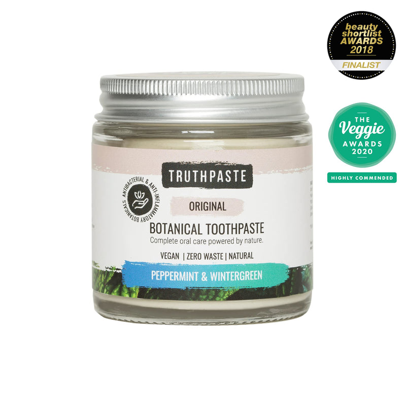 TRUTHPASTE Original Natural Zero Waste Toothpaste. Eco Friendly & Plastic Free. Vegan. Fluoride Free, SLS Free. with neem & Aloe Vera. Suitable for Sensitive Teeth. (Peppermint & Wintergreen 100ml) - NewNest Australia