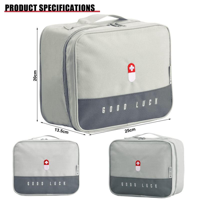 Medication Bag, Large Capacity Waterproof Travel Pharmacy Bag, First Aid Bag, Portable Medicine Bag, Emergency Bag, First Aid Kits For Home, Travel, Office (25 X 20 X 13.5 Cm) (Grey) - NewNest Australia