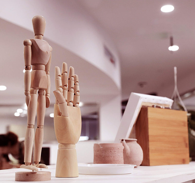 12'' Wooden Artists Manikin, Sketching Drawing Articulated Jointed Mannequin, Wood Human Figure Model for Home Office Desk Decoration - NewNest Australia