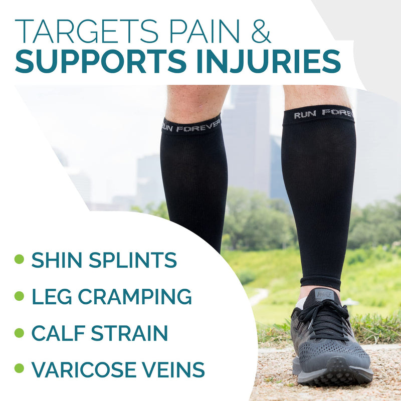 Calf Compression Sleeves For Men & Women - Leg Compression Sleeve - Footless Compression Socks for Shin Splint &Varicose Vein Black Small - NewNest Australia