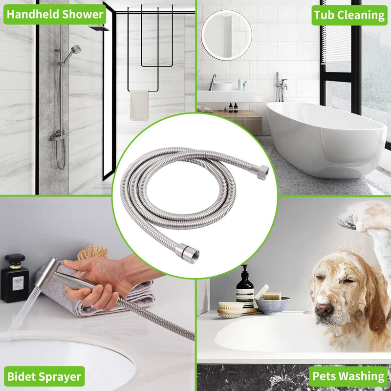Shower Hose Brushed Nickel 59", Angle Simple Stainless Steel Replacement Shower Head Hose, Flexible Hand Held Shower Sprayer Hose, 1/2" IPS 59 Inch Brushed Steel - NewNest Australia