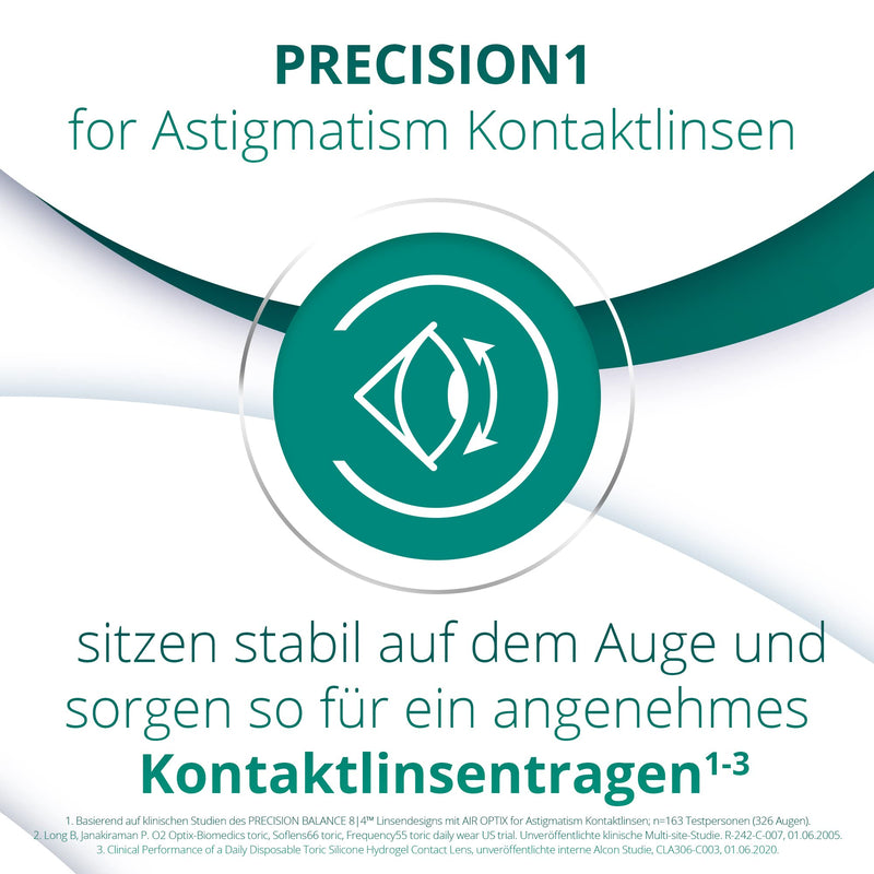 PRECISION1 Toric daily lenses soft, 30 pieces / BC 8.5 mm / DIA 14.5 mm / CYL 0.75 / AXIS 010 / -3.00 diopters, colorless - NewNest Australia