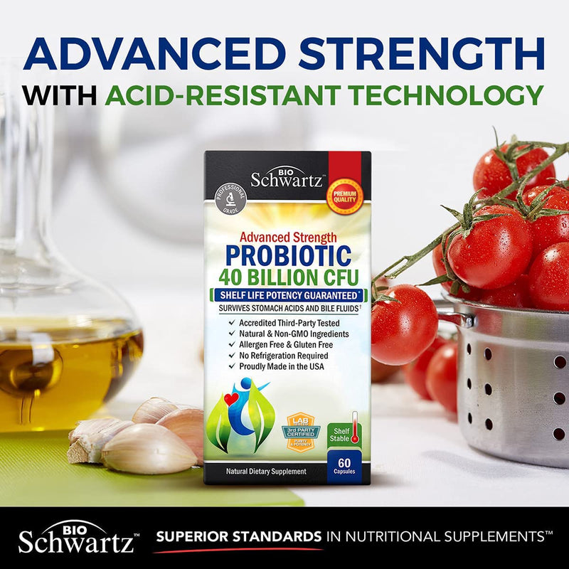 Probiotic 40 Billion CFU - Probiotics for Women & Men - Lactobacillus Acidophilus & Prebiotics - Digestive Health Capsules - Targeted Release Technology - Shelf Stable Supplement Non-GMO - 60 Count - NewNest Australia