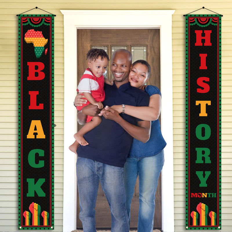 Black History Month Front Door Banner February Black Pride Juneteenth Indoor Outdoor Porch Wall Yard Mantle Fireplace Decoration - NewNest Australia