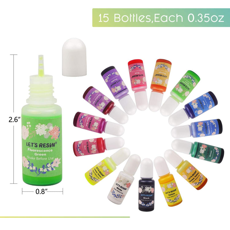 LET'S RESIN Epoxy Resin Dye,15 Color Translucent Epoxy Resin Pigment,Non-Toxic Concentrated Epoxy Resin Paint Each 0.35oz,Liquid Resin Colorant for Resin Coloring,Epoxy Resin,Resin Molds - NewNest Australia