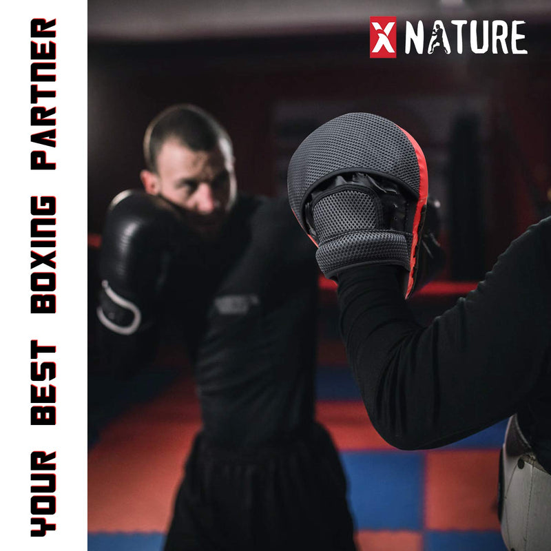 Xnature Essential Curved Boxing MMA Punching Mitts Boxing Pads w/Gift Box Hook & Jab Pads MMA Target Focus Punching Mitts Thai Strike Kick Shield for X'Mas Gift Punching Mitts A pair Red - NewNest Australia