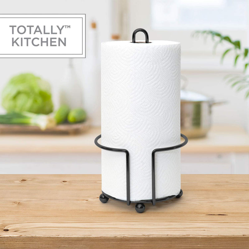 NewNest Australia - Totally Kitchen Paper Towel Holder | Simple Tear Standing Paper Towel Dispenser | Heavy Duty Metal Construction | Fits All Size Rolls | Matte Black 