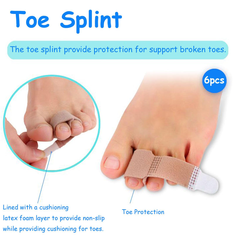 6 Pcs Hammer Toe Straightener, Hammer Toe Splints, Crooked Toes & Overlapping Toes，Protecting Curved Toes and Hammertoes, Overlapping Toe Protector，Toe Cushioned Bandages for Correcting Hammer Toes - NewNest Australia